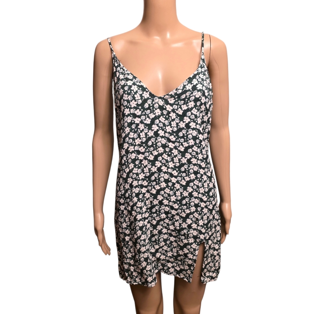 Reformation Floral Green Spaghetti Strap Dress Very Slim Fit L - Picture 3 of 14